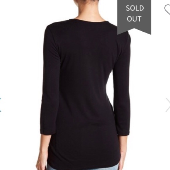 Splendid Black 3/4 Sleeve Lace Up Top - Picture 2 of 8